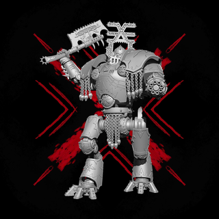 big robot loves skulls Game demon chaos war hammer tabletop proxy gaming wargame khor warrior tank tractor 3d print model - Mito3D