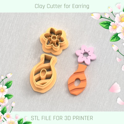 big vase flower lily spring clay cutter tools earring 3d print model - Mito3D