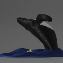 big whale jumping various blue boat fisherman hat human humpback watch leap breach 3d print model - Mito3D