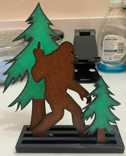 Bigfoot sastastisch Gruß Diorama sasquatch umdrehen Vogel Bücherregal Kunst Silhouette Gebäude Modell 3d print model - Mito3D