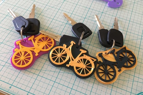 bike keychain background car ebike foreground home keys tool keychains 3d print model - Mito3D