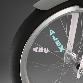 bicicletta parlato perline lettere lettera font testo ruota raggi giocattoli ragazzi divertimento decorazione veicolo 3d print model - Mito3D