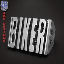 Biker 1 Ring Schmuck Juwel Punk Schädel Fahrer Verein Silber Herren Damen Mode Kleidung 3d print model - Mito3D