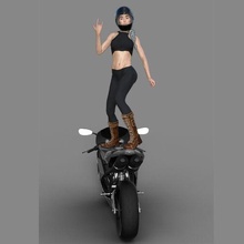 motociclista menina 4 bicicleta capacete gato terno Preto chuteiras gp superbike sexy 3d print model - Mito3D