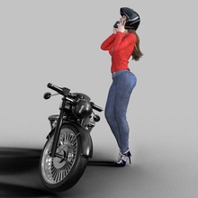 biker girl 6 bike helmet cat suit black boots gp superbike sexy 3d print model - Mito3D