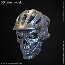 bisikletçinin kafatası vol2 yüzük kask takı kolye serin aksesuarlar Cadılar Bayramı zırh kap süs mücevher bisiklet binici erkek Gümüş organik moda Gotik serseri 3d print model - Mito3D
