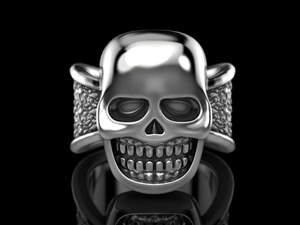 biker ring skull jewelry print 3dprinted jewellery printable rings design jewel golden fashion printabl printing gold prototyping silver man 3d print model - Mito3D