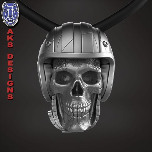 biker skull 1 pendant jewelry jewel jewellery gang club riders silver gold mens womens punk fancy jewelri rings 3D print model - Mito3D