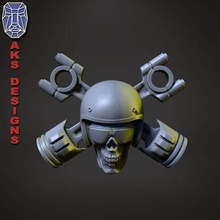 biker skull v7 bas relief 3d print model - Mito3D