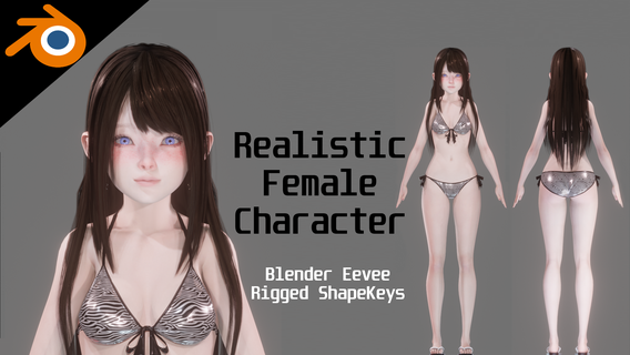 bikini model - realistic female character blender eevee Art young girl woman blender3d white cute body anime beach people person 3d print model - Mito3D