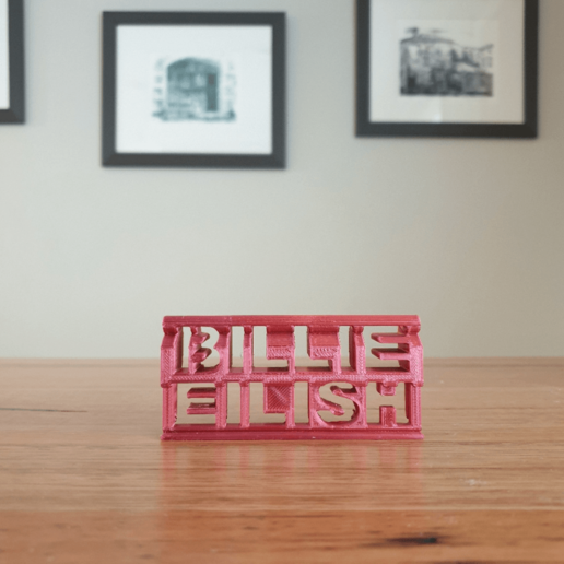 billie eilish flip 3d ornamento art logo design pop musica celebrità popolare testo 3D print model - Mito3D