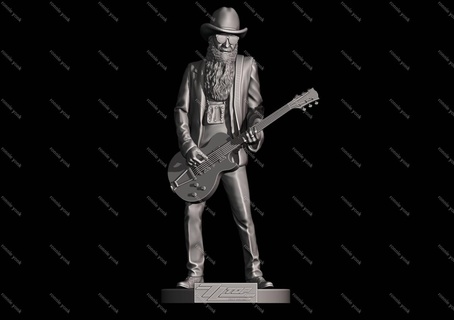billy gibbons zz top 3dprinting toy musician legends printable actionfigure rockstar guitar pose blend stl miniature figure vinyl 3d print model - Mito3D