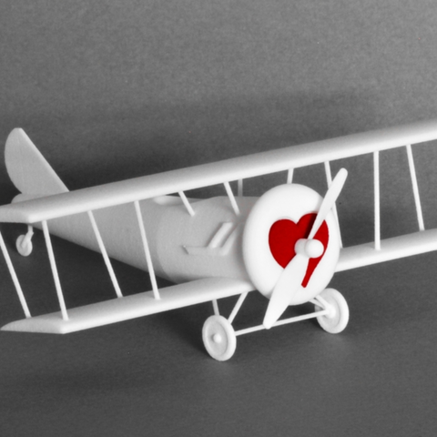 biplano cuore gioco aereo elica 3D print model - Mito3D