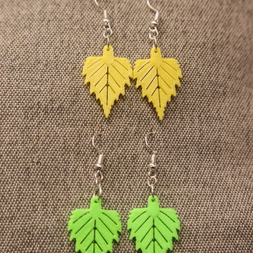 birch leaf earings jewelry dsain 3dprinting yelery zortrax cults3d art 3dprinted ehted rvar ngad eestidisain ehtedisain 3dk 3dprintimine 3ddesign 3D print model - Mito3D