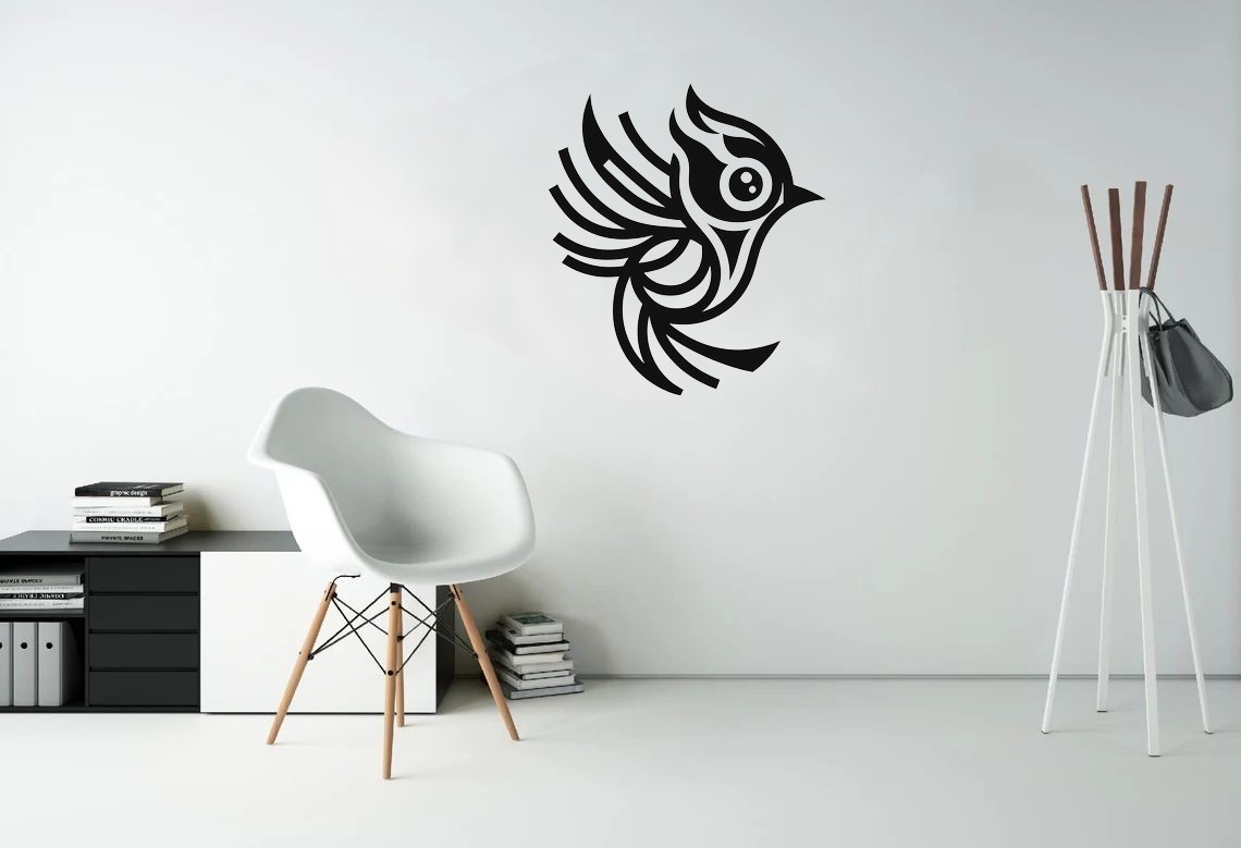 oiseau 2d mur art paré déco accueil maison minimaliste signe gpt bavarder ia bing 3D print model - Mito3D