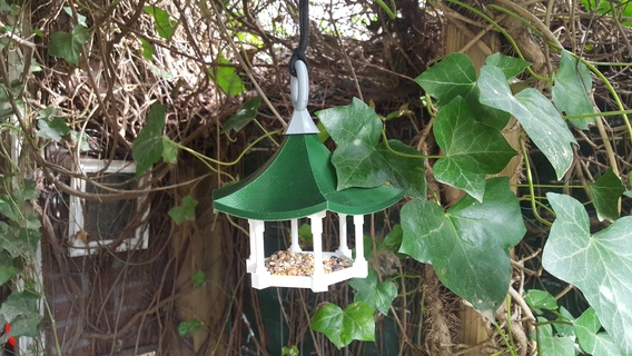 bird feeder mini temple birdfeeder sparrow coaltit onedaybuild simple eastern asian birdhouse house garden outside yard 3d print model - Mito3D