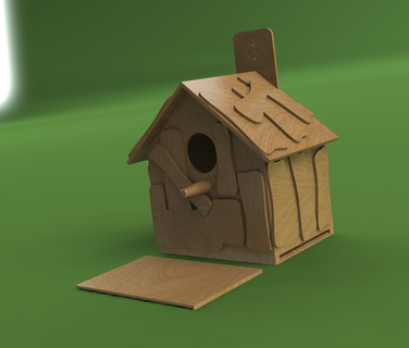 bird house home birds pets parrots feeding wooden mount 3d print model - Mito3D