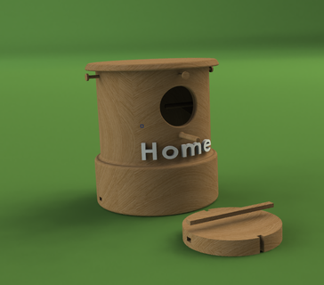 bird house home birds pets parrots feeding wooden mount 3d print model - Mito3D