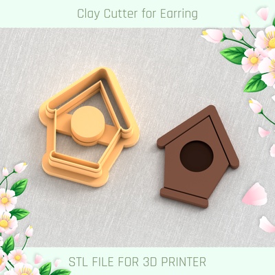 bird house spring clay cutter tools earring vase flower 3d print model - Mito3D