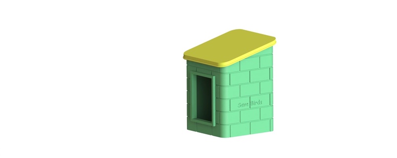 bird house wall mount birds save environment go green shelter 3d print model - Mito3D