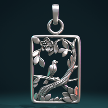 bird pendant jewelry charm flower tree foliage nightingale 3d print model - Mito3D