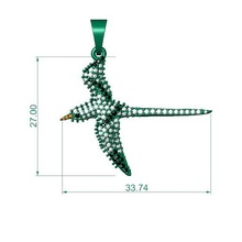 pájaro colgante pendiente joyería joya stl diamante 3d print model - Mito3D
