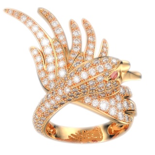 oiseau femmes bague 3d goujat design r002g impression modèle bijoux solitaire engagement mariage diamant bijouterie conception imprimable 3d print model - Mito3D