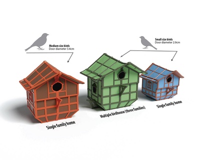 birdhouse - 3 models birds house garden cabin decorative 3d print model - Mito3D