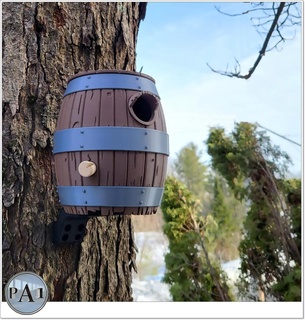 birdhouse - old barrel beer toon tooned cute colorful garden flowers patio bird nature house home wildlife vacation useful 3d print model - Mito3D