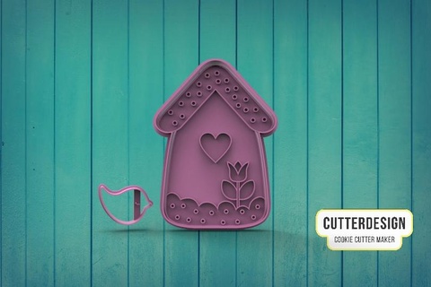 birdhouse cookie cutter cookies cake decoration house pajarito birdie little bird mother's day baby shower 3d print model - Mito3D