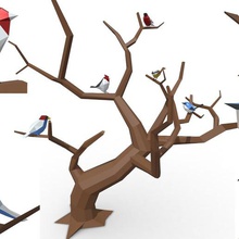 uccelli figura art origami papercraft cartone animato giocattolo statua la scultura miniature il design interni figurina arredamento l 3dprint lowpoly di stampa regalo bird 3d print model - Mito3D