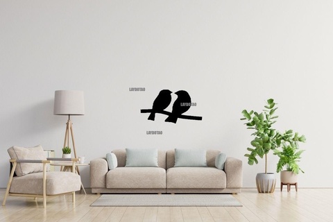 oiseaux l'amour branche mur décorations Accueil maison amoureux cœur décoration déco table animal ave 3d print model - Mito3D