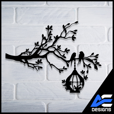 aves on árbol pared arte pajaritos arbol decoracion hogar gratis decoraci n mural animal pajaros compañero arte naturaleza vida familia 3d print model - Mito3D