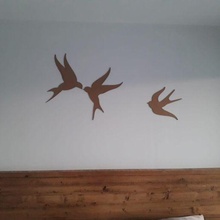 birds wall decoy lasercut wood 3d print model - Mito3D