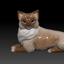 birman cat lies art animal toy creature figurine 3d print model - Mito3D