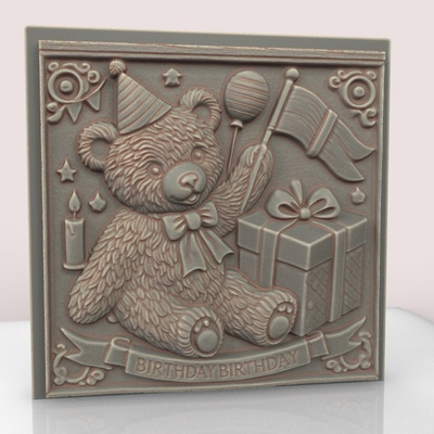 compleanno orso 2 arte stl 3d modello cnc router bas relief sollievo stampa fallimento parete dekor fan sculture busti carina stampa donna 3d print model - Mito3D