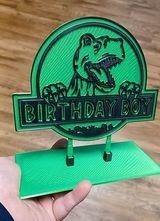 birthday boy dinosaur cake topper party decor magnet toppers dino jurassic park theme 3d print model - Mito3D