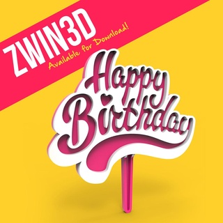 doğum günü kek topper ev zwin3d hediye deko 3d print model - Mito3D