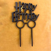 birthday cake topper harry potter fonts - commercial version home happy decoration wizard 3d print model - Mito3D