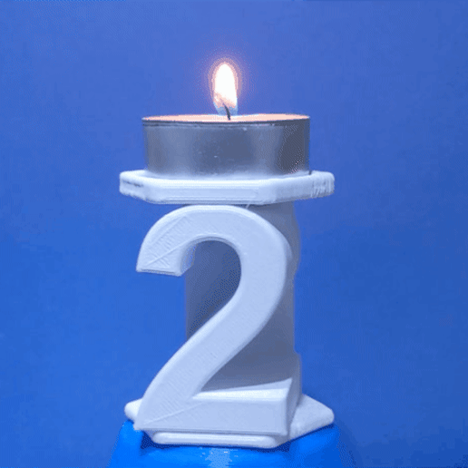 birthday candle holder number 2 anniversary numbers 3D print model - Mito3D