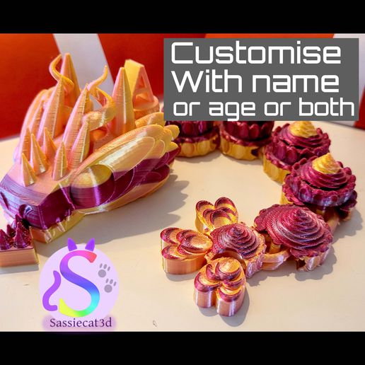 birthday dragon customisable age 3D print model - Mito3D