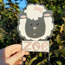 doğum günü topper koyun mutlu kek kutlama hayvan hayvanlar 3d print model - Mito3D