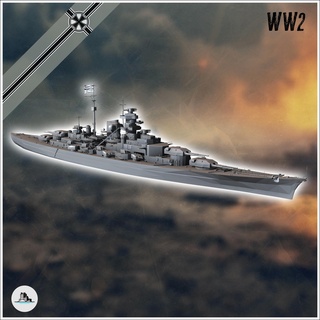 bismark Almanca savaş gemisi 3 Almanya doğu batı ön Normandiya Stalingrad Berlin şişkinlik İkinci Dünya Savaşı oyun tekne gemi zanaat Gemi araç manzara oyunu minyatürler arazi rpg cıvata yıldırım ww2 ikinci aksiyon dünya Wehrmacht alevler 3d print model - Mito3D