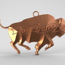 bison jewelry pendant jewel art keychain 3d print model - Mito3D
