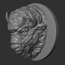 bison angry head art bison head moo cow bull buffalo horn west statue decor printable pendants medallion cnc relief jewelry sculptures silver pendant necklace