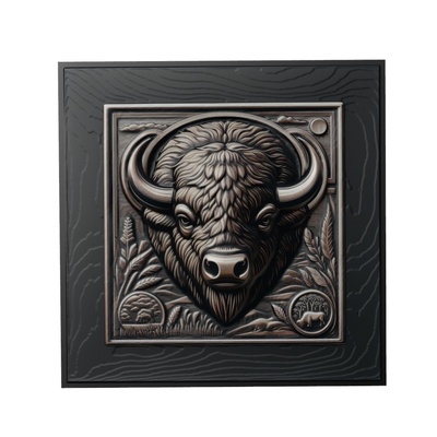 bison animal soulagement art animaux yeggi mito3d buste google pendentifs médaillon relief wall mur 3d print model - Mito3D