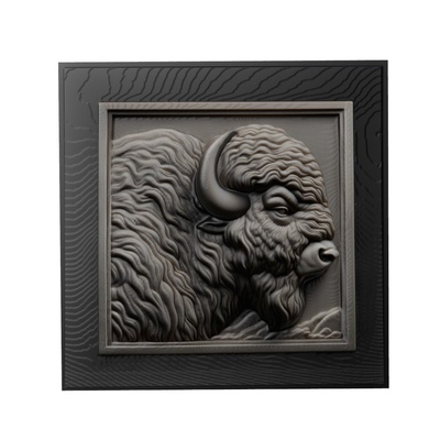 bison animal soulagement art animaux yeggi mito3d buste google pendentifs médaillon relief wall mur 3d print model - Mito3D