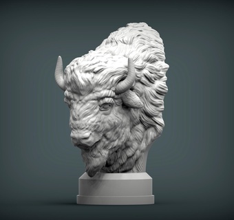 bisonte busto 3d impresión modelo toro búfalo americano naturaleza mamífero animal escultura estatuilla recuerdo presente esculpir Arte esculturas estatua 3d print model - Mito3D
