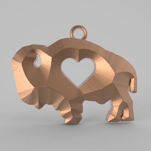 bison l'amour bijoux pendentif art mode animal 3D print model - Mito3D