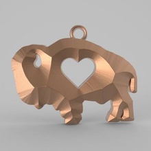 bison l'amour bijoux pendentif art mode animal 3d print model - Mito3D